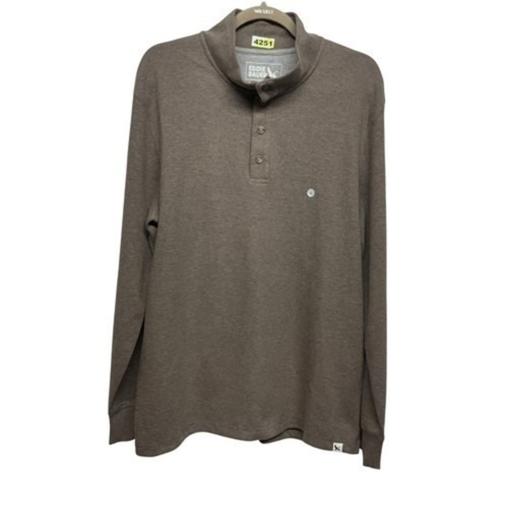 NWT Eddie Bauer Waffle 1/4 Button MockNeck Thermal Pullover Sweater Men L India